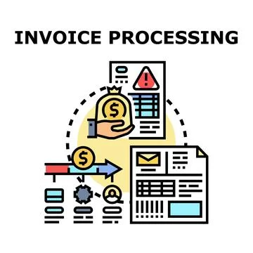 Invoice processing system automating financial document payment flow Stock Illustration