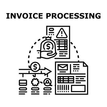 Invoice processing system automating financial document payment flow Stockillustratie