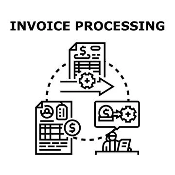 Invoice processing workflow and financial document management system 库存插图