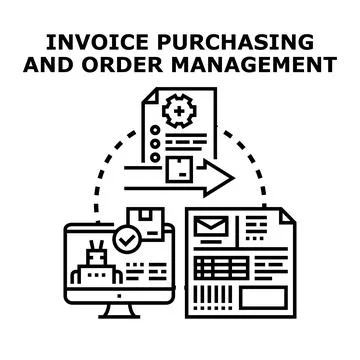 Invoice purchasing order management system automation processing Stock Illustration