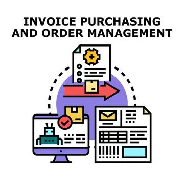 Invoice purchasing order management system automation processing Stockillustratie