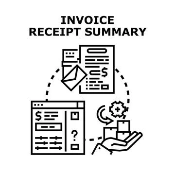 Invoice receipt summary documents financial management process Stock Illustration