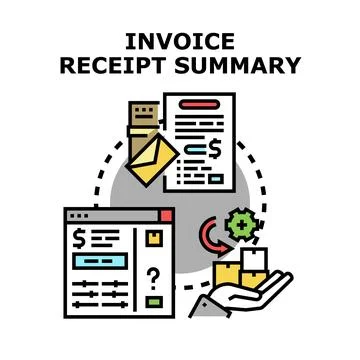 Invoice receipt summary documents financial management process Stock Illustration