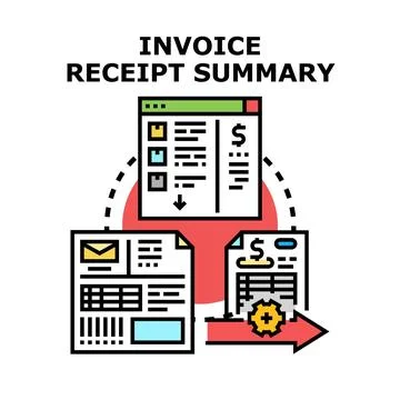 Invoice receipt summary process document management concept Stock Illustration