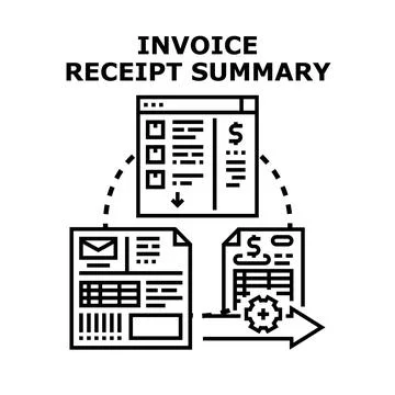 Invoice receipt summary process document management concept Stockillustratie