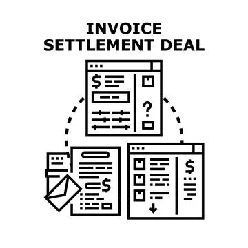 Invoice settlement deal document processing agreement concept Stock Illustration