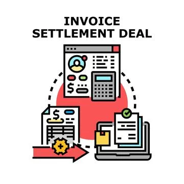 Invoice settlement deal financial process management Stockillustratie