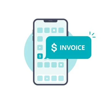 Invoice on smartphone app vector illustration Stock Illustration