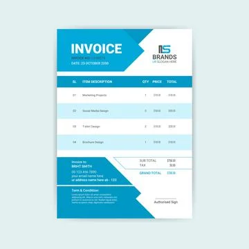 Invoice template design Stock Illustration