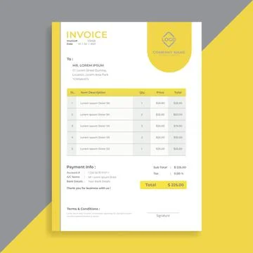 Invoice template vector design with color of the year 2021 Stock Illustration