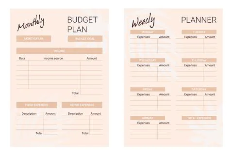 Invoice tracking template. Monthly planner. Stock Illustration