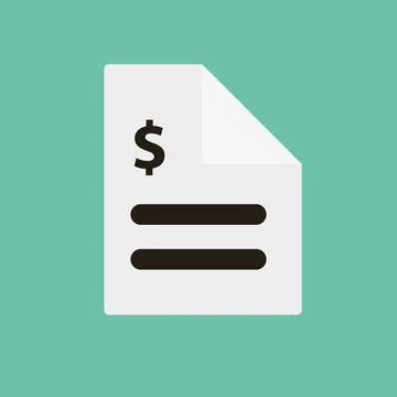Invoice vector icon. Style is flat rounded square button Stock Illustration