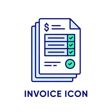 Invoice vector line icon Stock Illustration