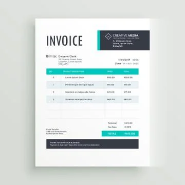 Invoice vector template design in blue theme Stock Illustration