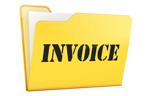 Invoice yellow folder. 3D rendering Stock Illustration