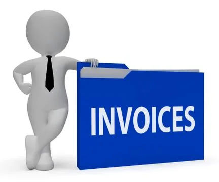 Invoices Folder Indicates Due Bills 3d Rendering Stock Illustration