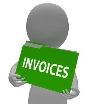 Invoices Folder Shows Bill Due 3d Rendering Stock Illustration