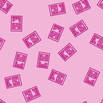 Invoicing business process line vector seamless pattern Stock Illustration