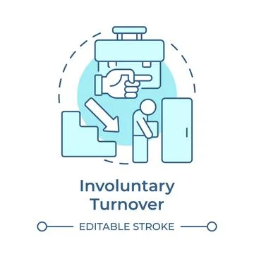 Involuntary turnover soft blue concept icon Stock Illustration