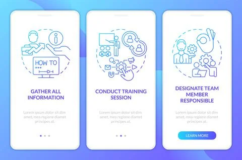 Involve new business software tips blue gradient onboarding mobile app screen Illustrazione stock