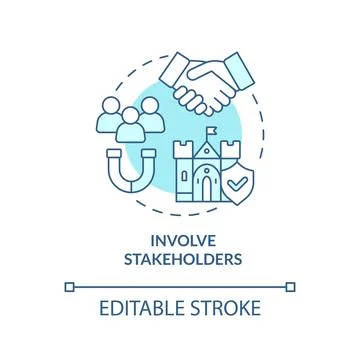 Involve stakeholders turquoise concept icon Stock Illustration