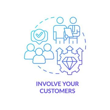 Involve your customers blue gradient concept icon Stock Illustration