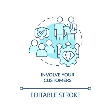 Involve your customers turquoise concept icon Stock Illustration