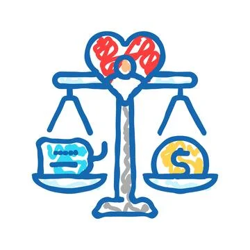 Involvement consumer behavior icon doodle illustration Stock Illustration