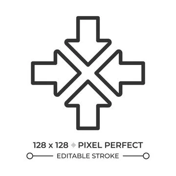 Inward arrows linear icon Illustrazione stock