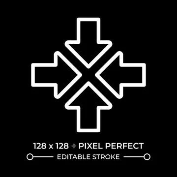Inward arrows white linear icon for dark theme Illustrazione stock
