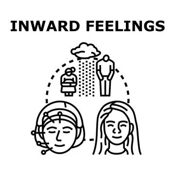 Inward feelings vector developing brain activity concept Stock Illustration