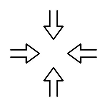 Inward icon design in linear style. Four arrows. Stock Illustration