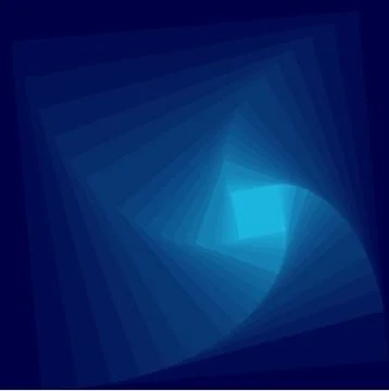 Inward rotating, spirally squares abstract gradient background Stock Illustration