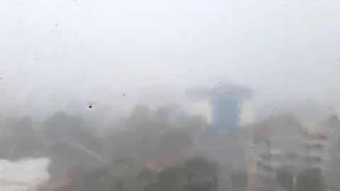 Iny day view through dirty window glass Stock Footage 102645188