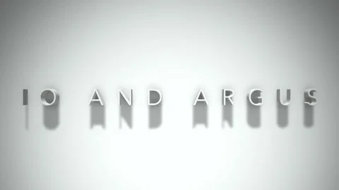 Io and argus 3D title animation with shadows on a white background Stock Footage 297905818