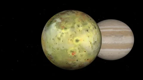 Io eclipsing Jupiter. Scientifically accurate space animation. 4K 60fps Stock Footage 314586137