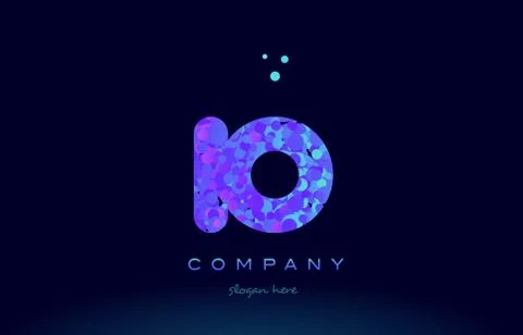 Io i o bubble circle dots pink blue alphabet letter logo icon vector Stock Illustration
