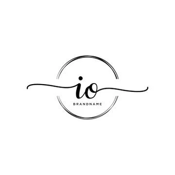 IO Initial handwriting logo with circle template vector Stock Illustration