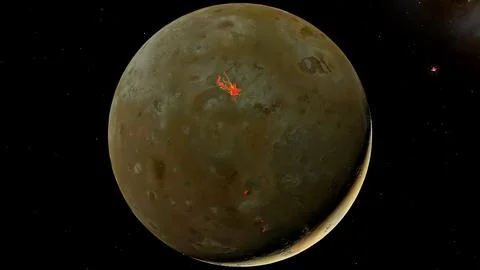 Io Moon of Jupiter Active Volcanoes 8K 3D Render in Space 스톡 일러스트