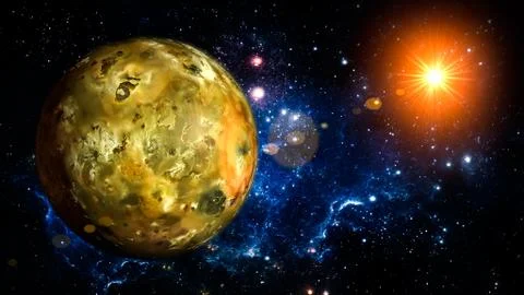 Io Planet Solar System space isolated Illustrazione stock
