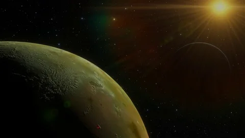 Io the Volcano Moon and Planet Jupiter Rise Stock Footage 84955063