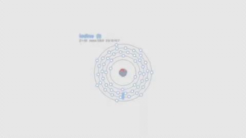 Iodine I Bohr Atom Model Labeled Animation Video Overlay Alpha 4K Stockbeeldmateriaal 339368918