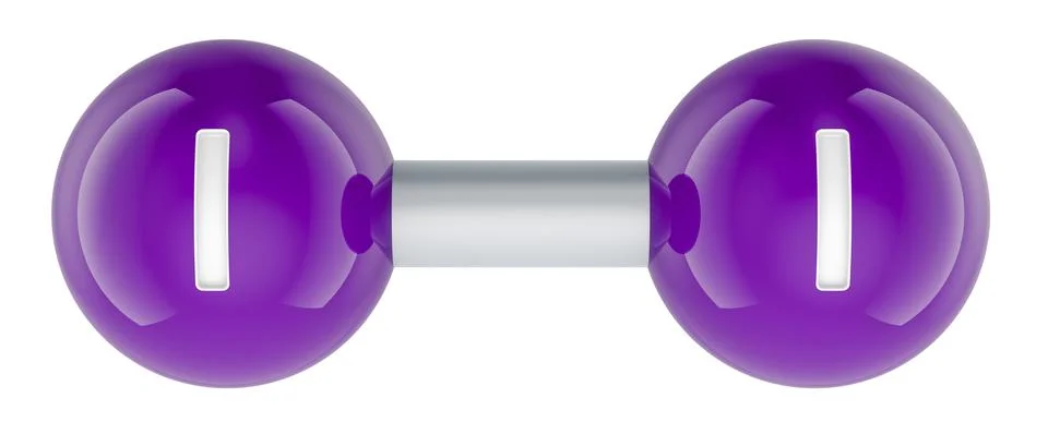 Iodine molecule I2 model. 3D rendering Stock Illustration