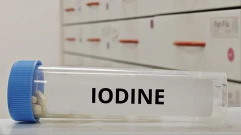IODINE tablets for support thyroid function and treat iodine deficiency Foto stock