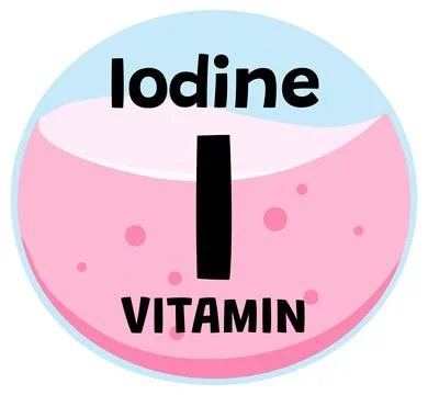 Iodine Vitamin Icon in Flat Vector Style Stock Illustration