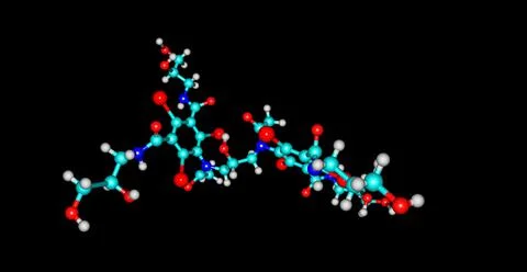 Iodixanol molecular structure isolated on black Stock Illustration