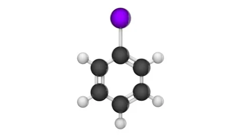 Iodobenzene. C6H5I. Seamless loop. White background Video stock 154399454