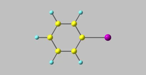 Iodobenzene molecular structure isolated on grey Stock Illustration