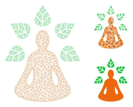 Ioga Wellness Vector Mesh 2D Model and Triangle Mosaic Icon Illustrazione stock