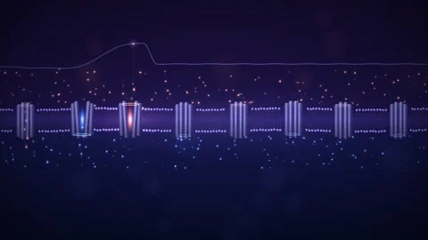 Ion Channels Opening in Cell Membrane Nerve Signal Seamless Loop Видео 347071652